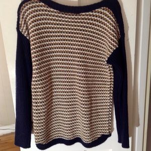 Talbots Camel & Navy Weave Sweater